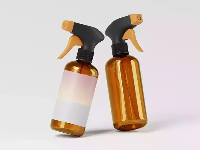 Amber Glass Spray Botte 3D Model Low-poly 3D model