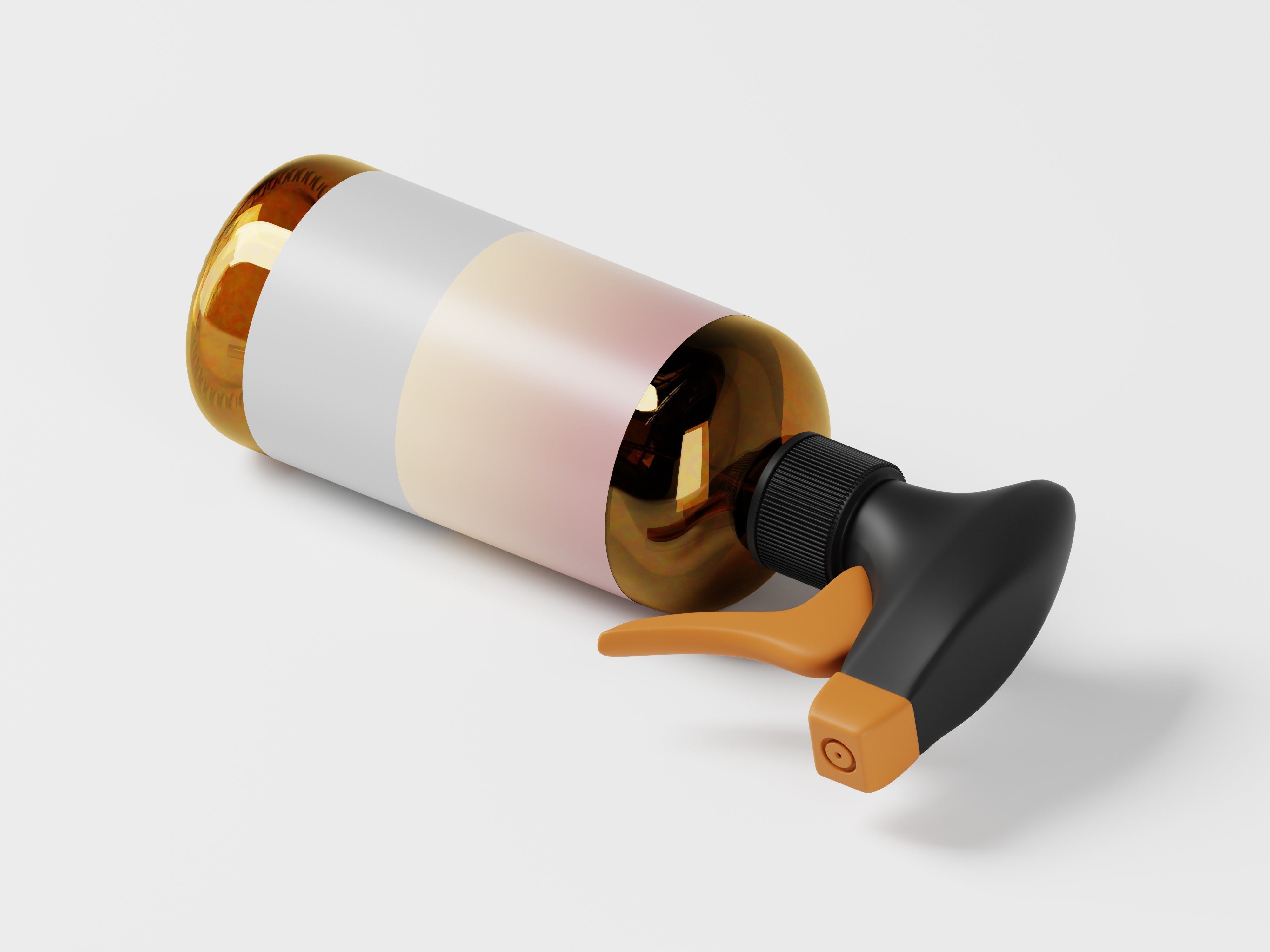 Amber Glass Spray Botte 3D Model Low-poly 3D model_9