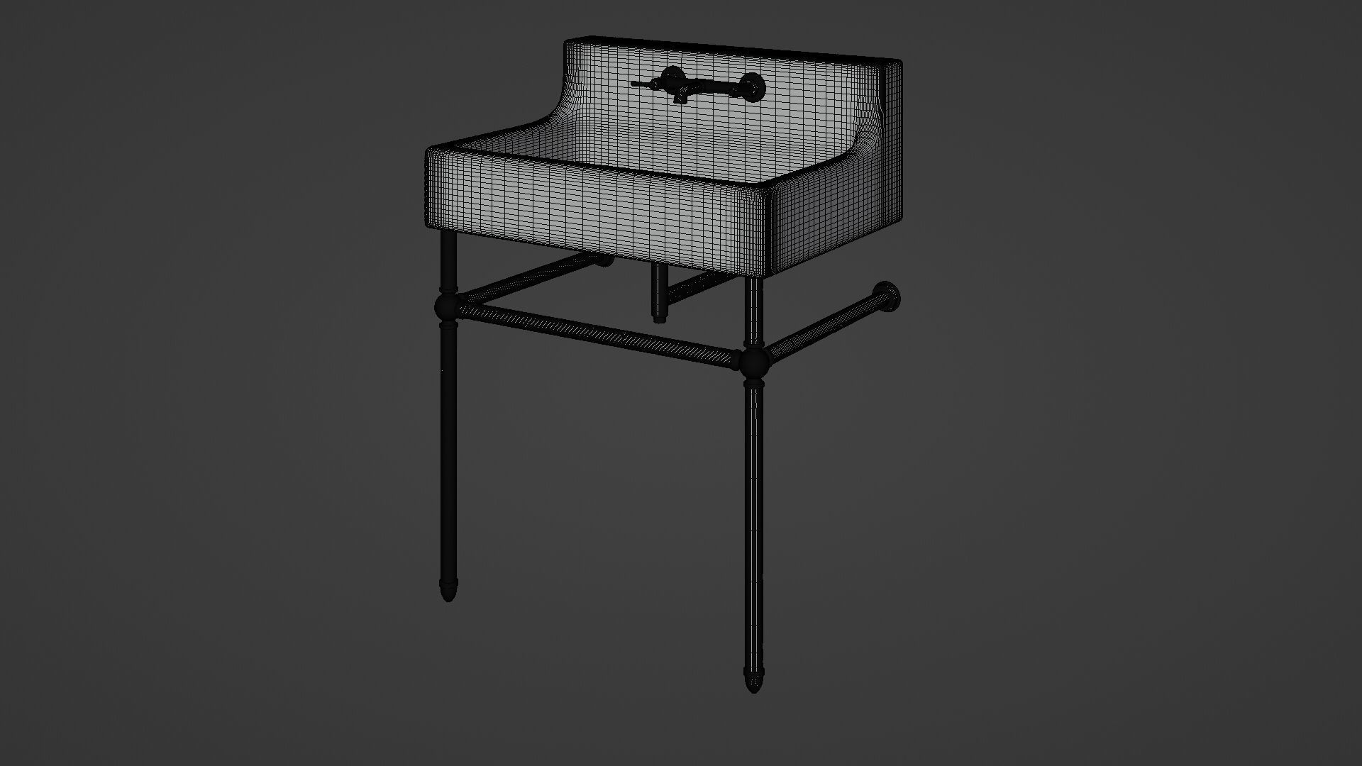 Brass Console Sink 3D model_6