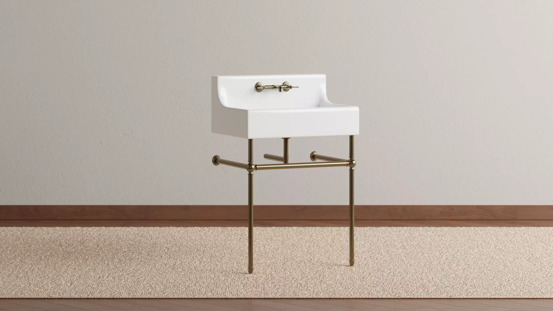 Brass Console Sink 3D model_0