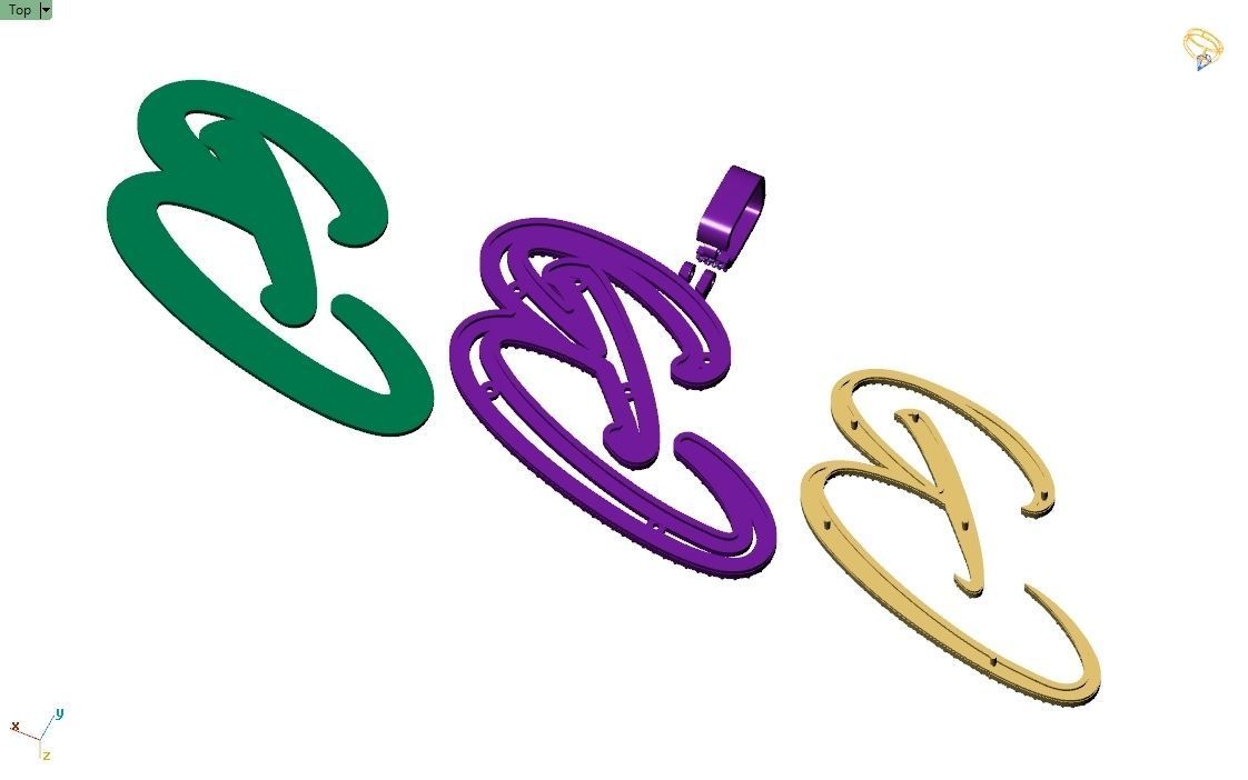 Custom Initial B Letter Diamond Pendant A to Z Alphabet Necklace 3D print model_10