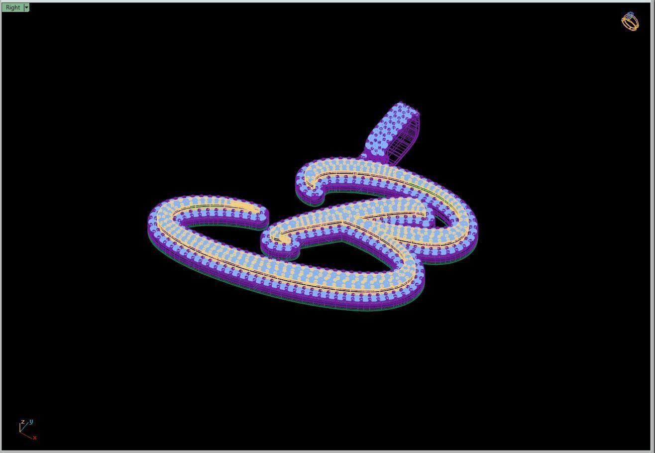 Custom Initial B Letter Diamond Pendant A to Z Alphabet Necklace 3D print model_11