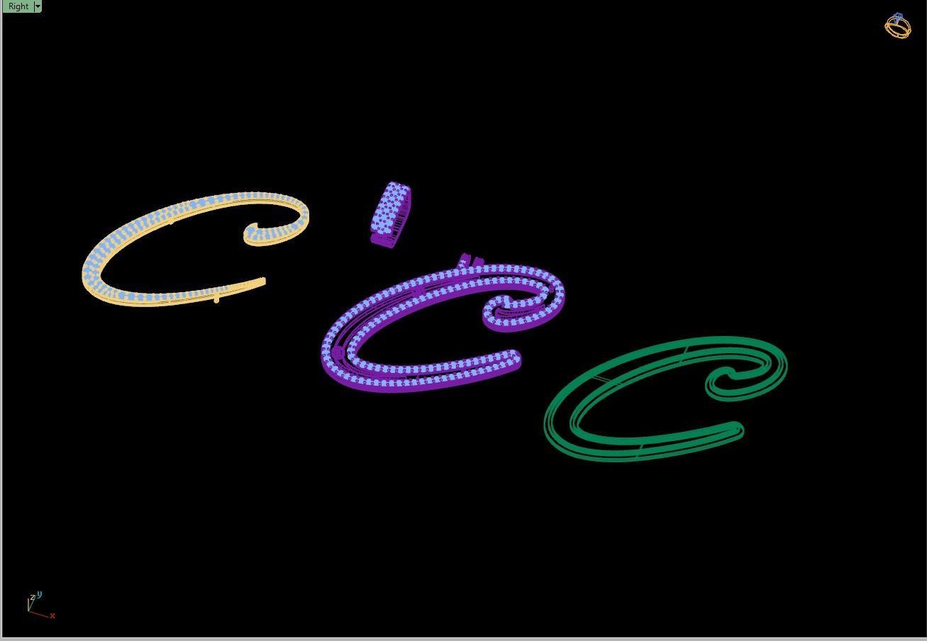 Custom Initial C Letter Diamond Pendant A to Z Alphabet Necklace 3D print model_13