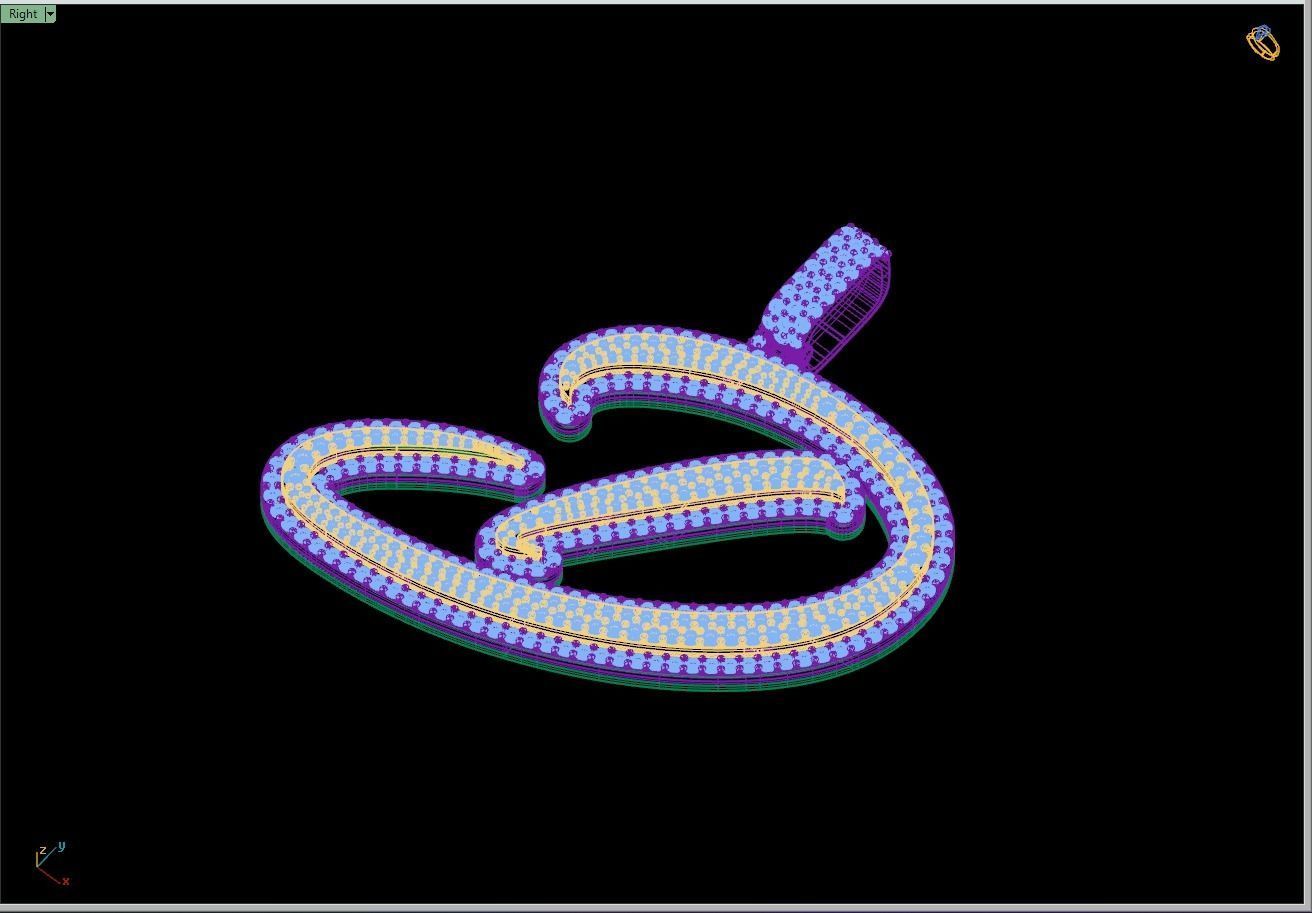 Custom Initial D Letter Diamond Pendant A to Z Alphabet Necklace 3D print model_11