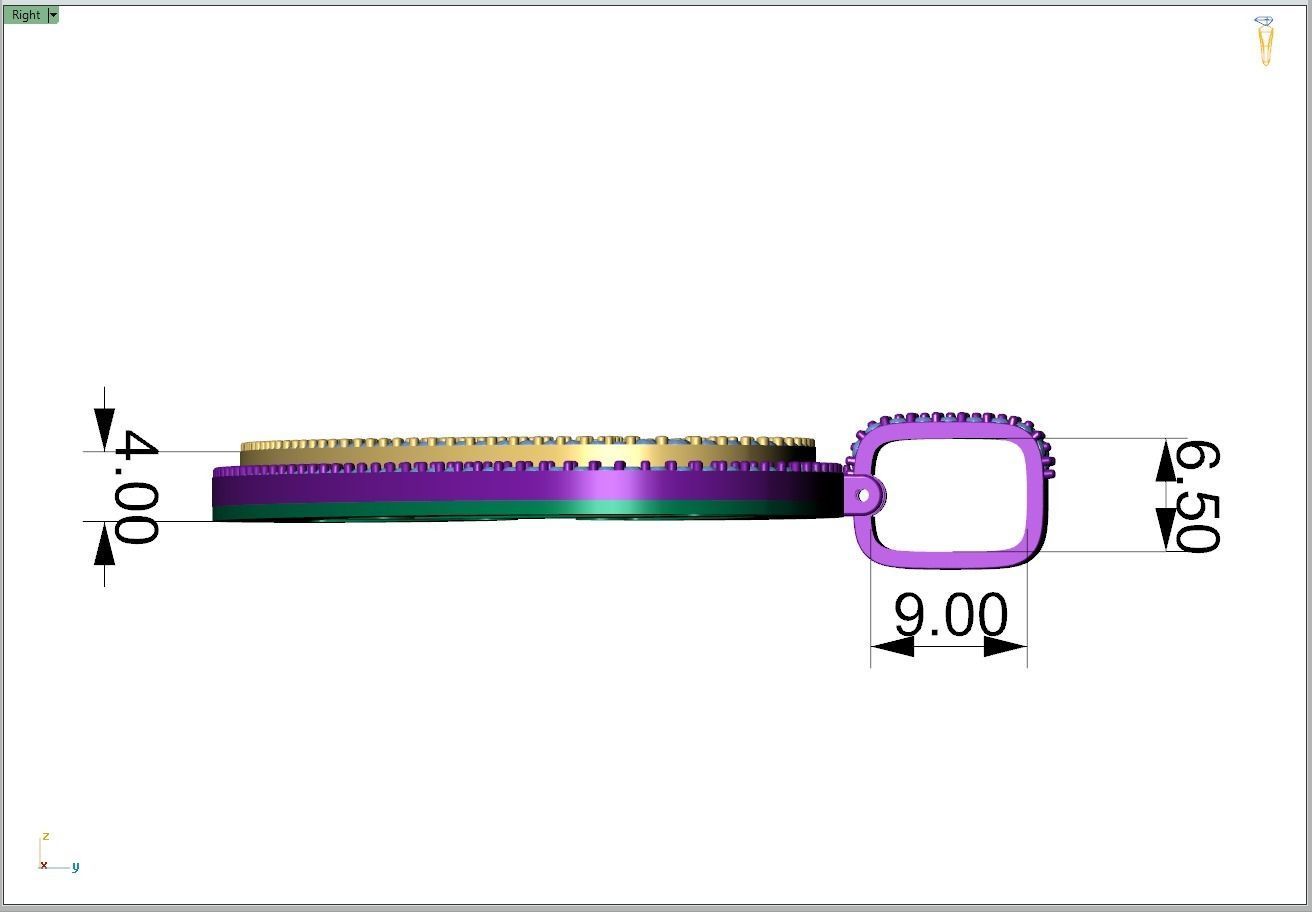 Custom Initial D Letter Diamond Pendant A to Z Alphabet Necklace 3D print model_7