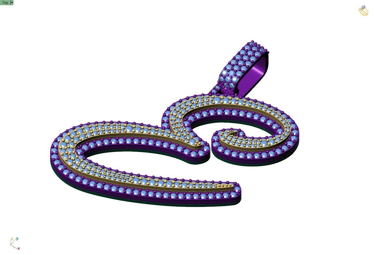 Custom Initial E Letter Diamond Pendant A to Z Alphabet Necklace 3D print model_4