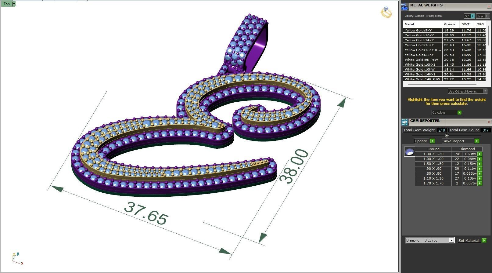 Custom Initial E Letter Diamond Pendant A to Z Alphabet Necklace 3D print model_6