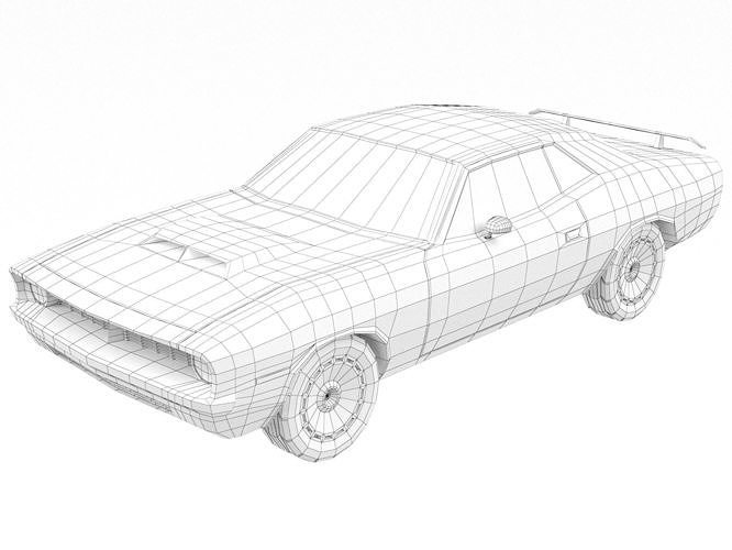 Cartoon car 03 Low-poly 3D model 6