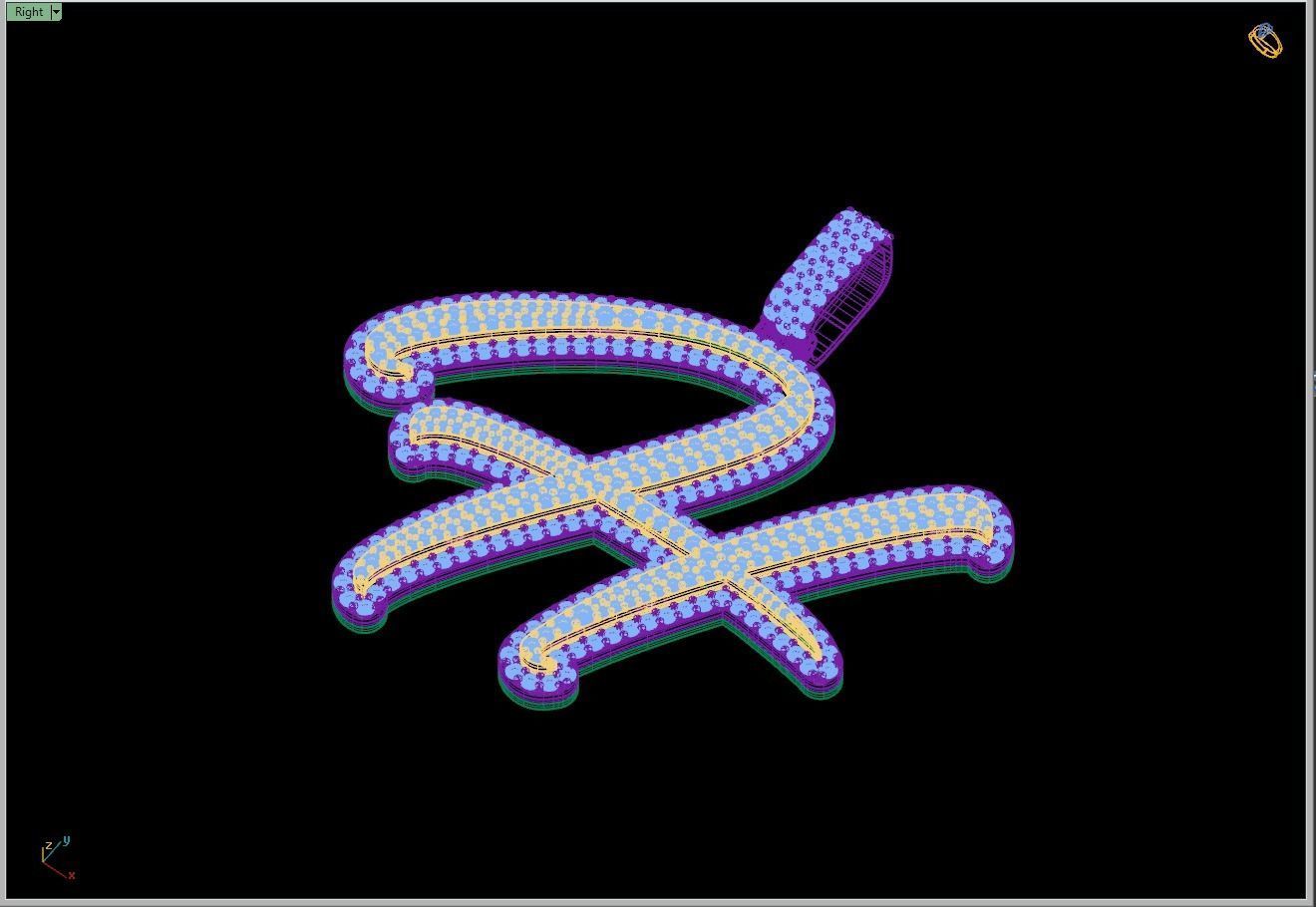 Custom Initial H Letter Diamond Pendant A to Z Alphabet Necklace 3D print model_11