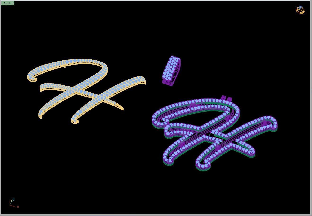 Custom Initial H Letter Diamond Pendant A to Z Alphabet Necklace 3D print model_12