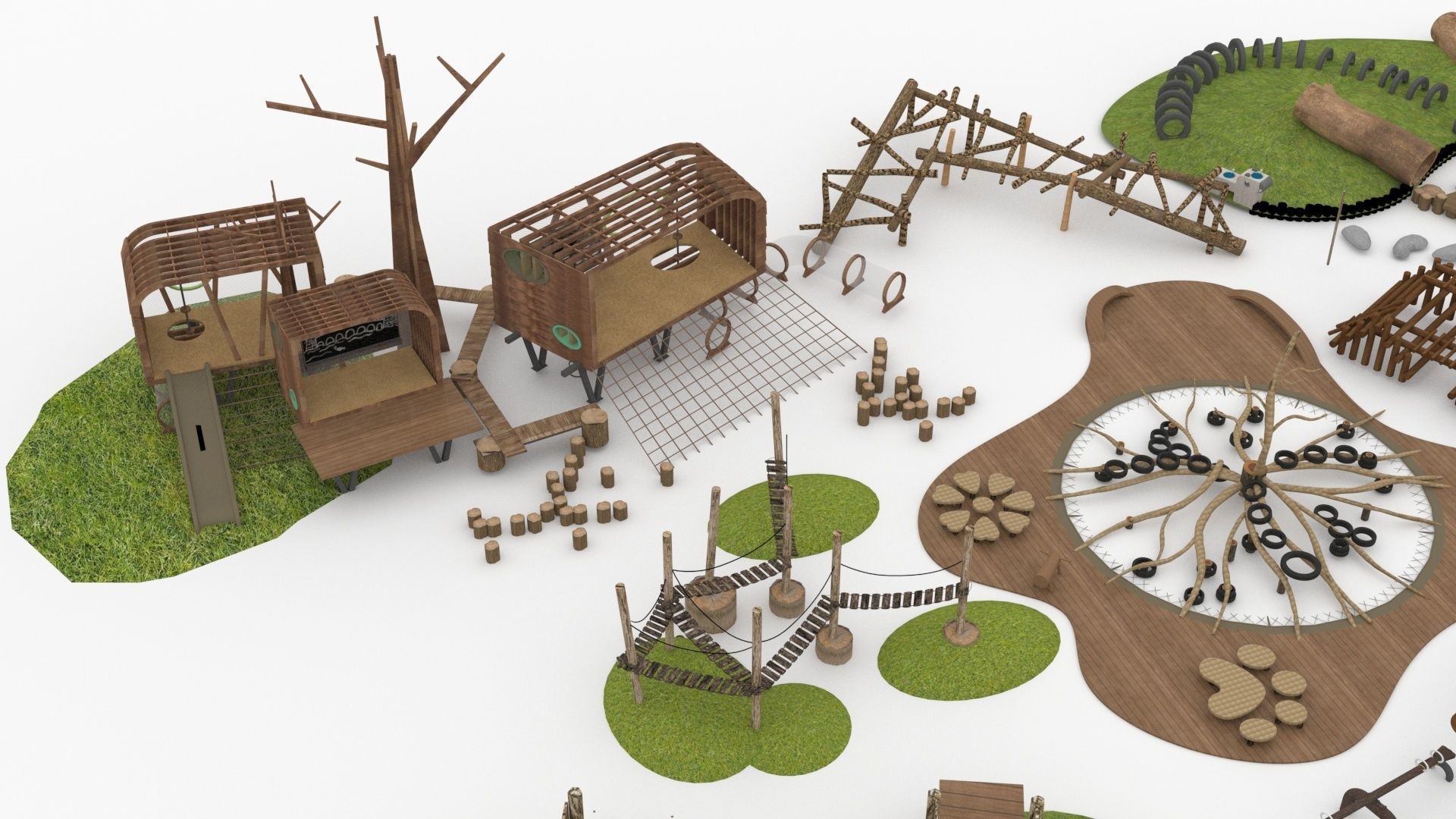 Wooden amusement equipment collection 3D model_6