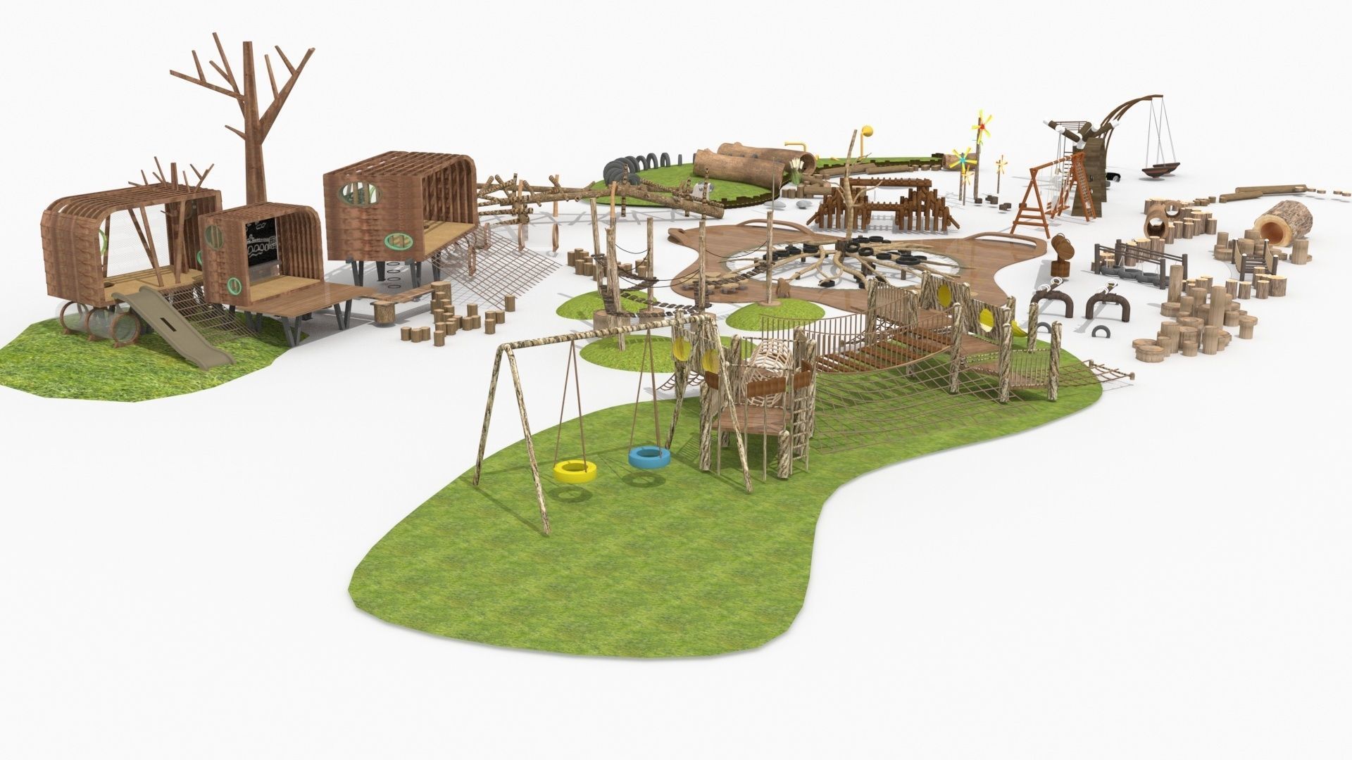 Wooden amusement equipment collection 3D model_4