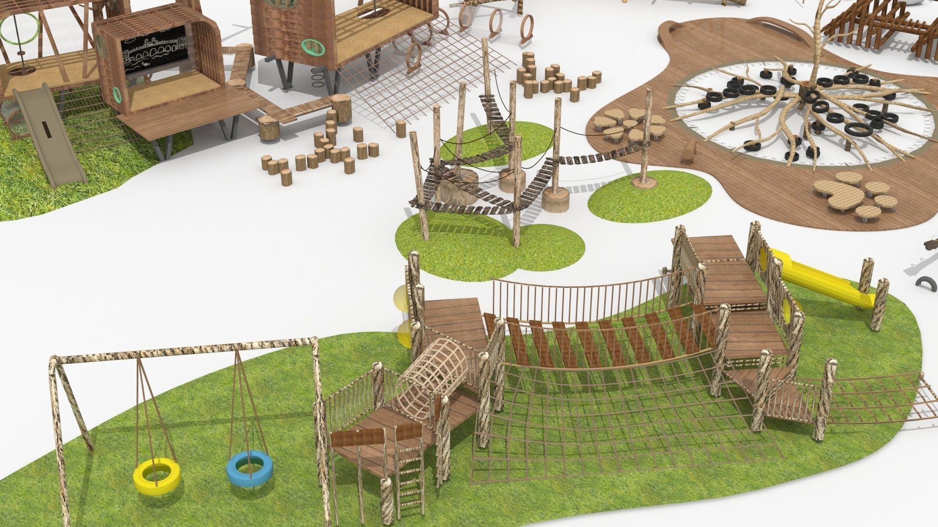 Wooden amusement equipment collection 3D model_5