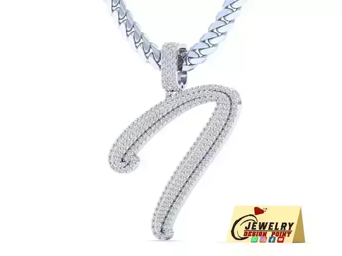 Custom Initial I Letter Diamond Pendant A to Z Alphabet Necklace 3D print model