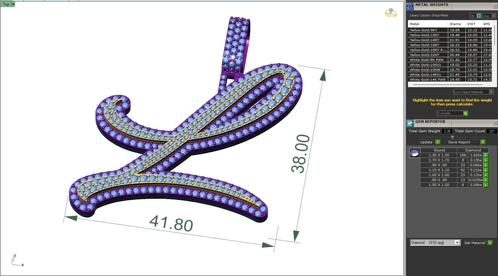 Custom Initial L Letter Diamond Pendant A to Z Alphabet Necklace 3D print model_6