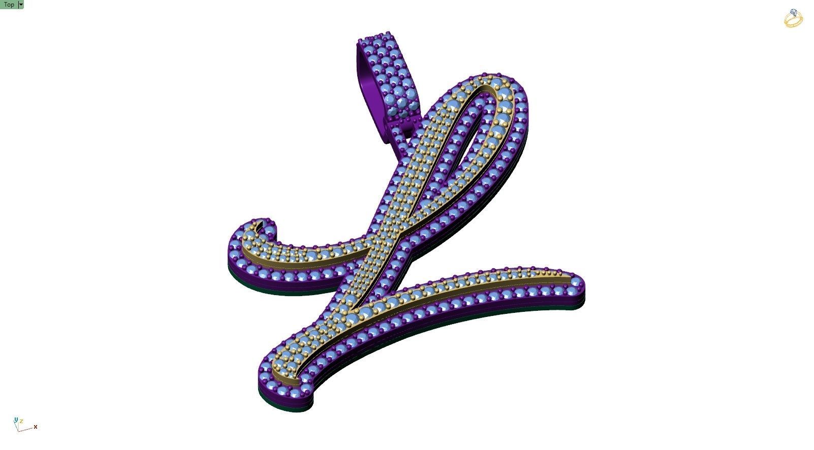 Custom Initial L Letter Diamond Pendant A to Z Alphabet Necklace 3D print model_8