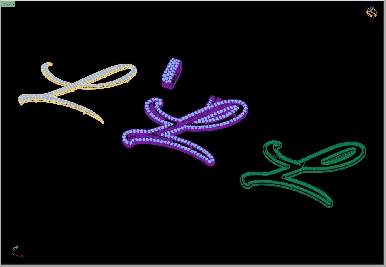 Custom Initial L Letter Diamond Pendant A to Z Alphabet Necklace 3D print model_13