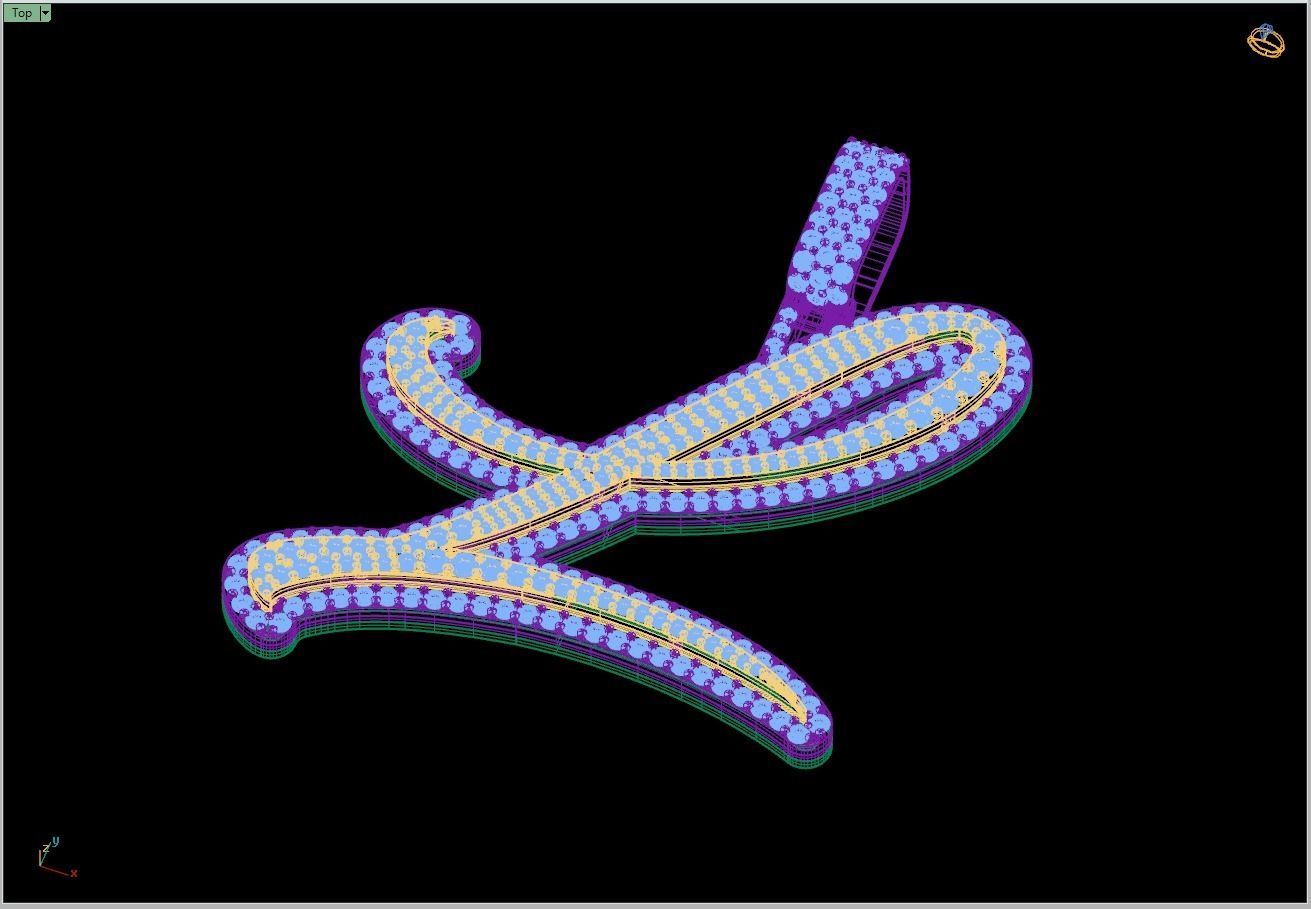 Custom Initial L Letter Diamond Pendant A to Z Alphabet Necklace 3D print model_11