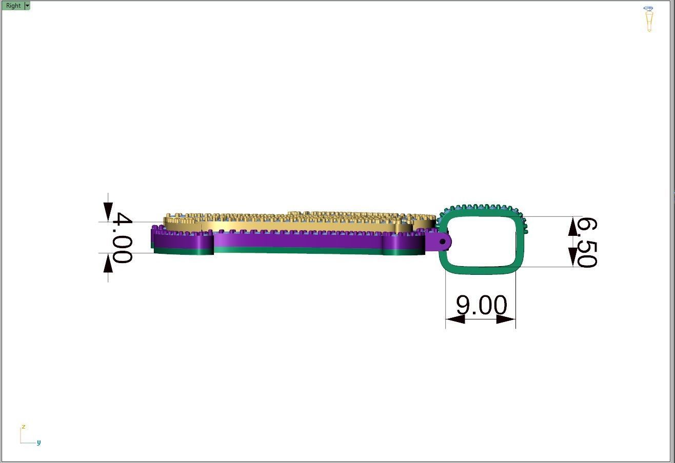 Custom Initial M Letter Diamond Pendant A to Z Alphabet Necklace 3D print model_7