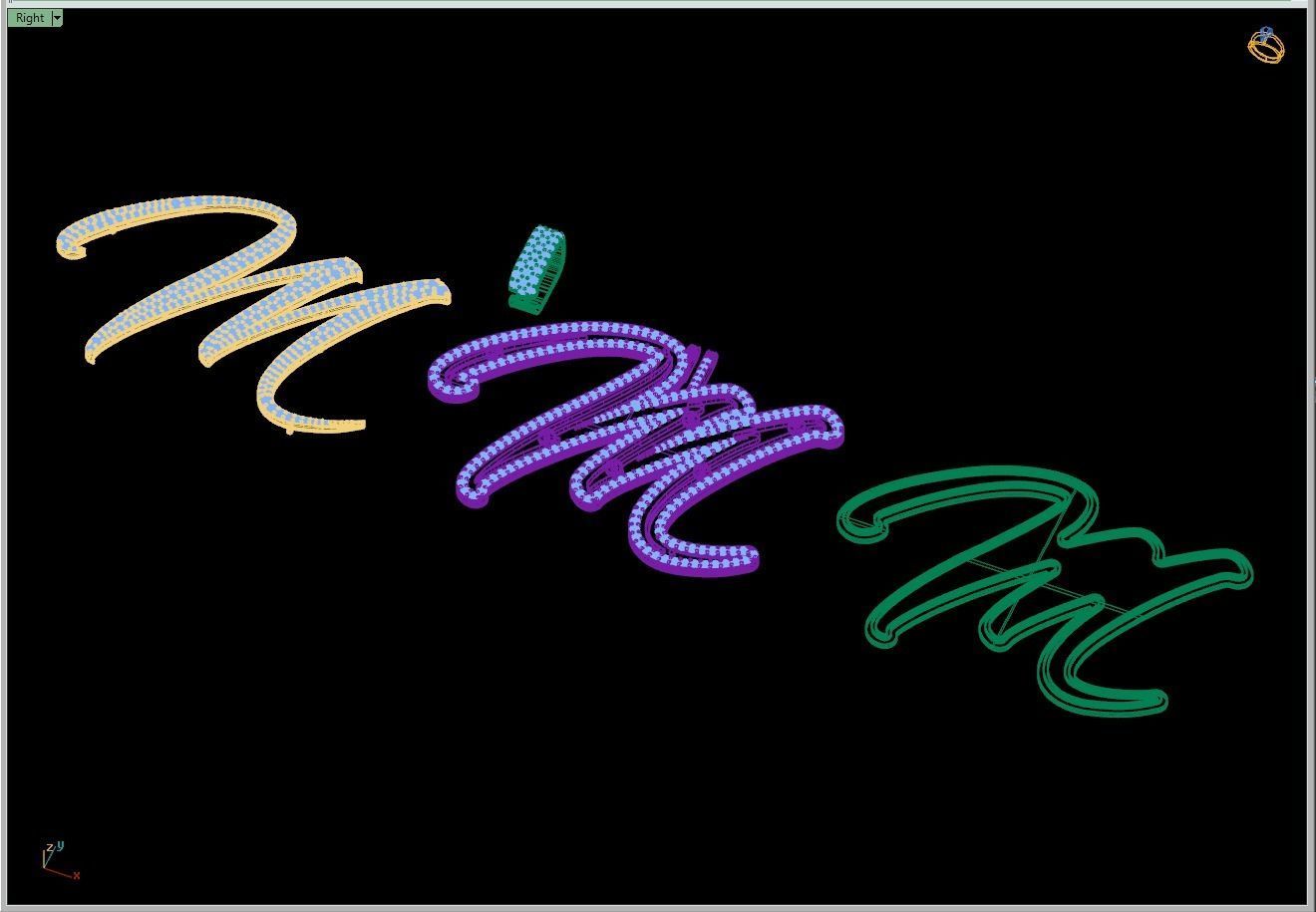 Custom Initial M Letter Diamond Pendant A to Z Alphabet Necklace 3D print model_13