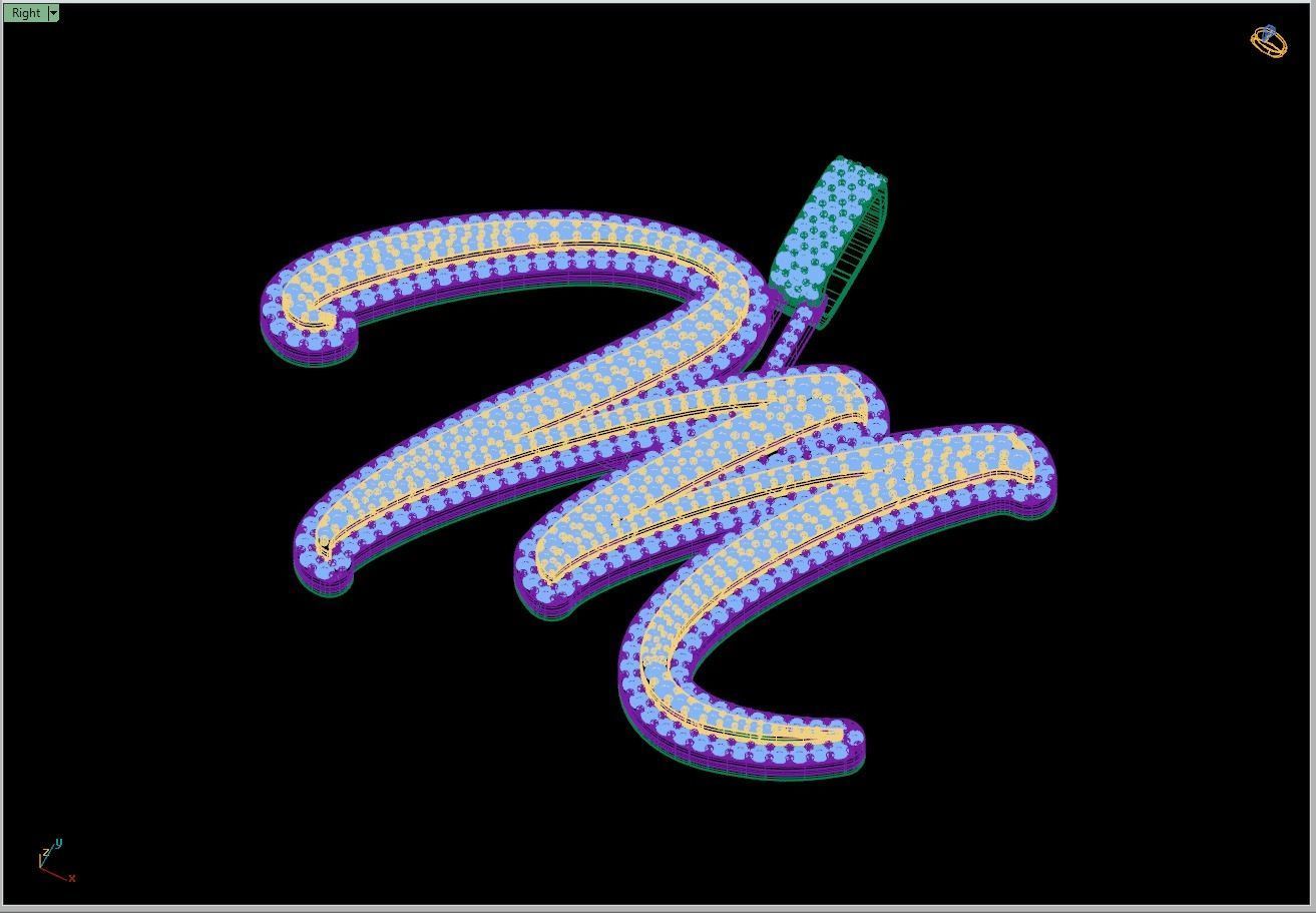 Custom Initial M Letter Diamond Pendant A to Z Alphabet Necklace 3D print model_11