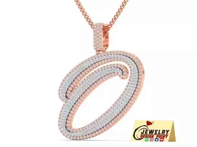 Custom Initial O Letter Diamond Pendant A to Z Alphabet Necklace 3D print model