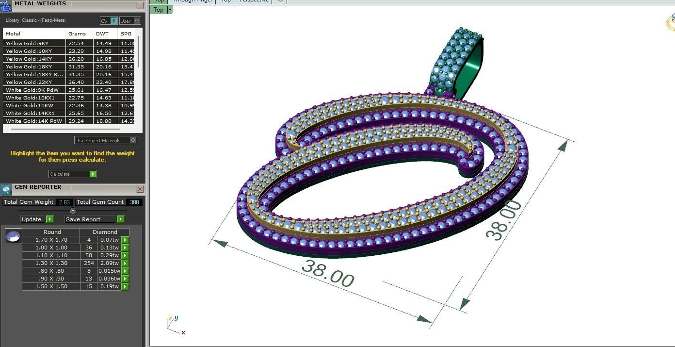 Custom Initial O Letter Diamond Pendant A to Z Alphabet Necklace 3D print model_6