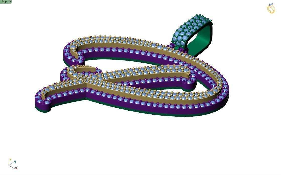 Custom Initial P Letter Diamond Pendant A to Z Alphabet Necklace 3D print model_4