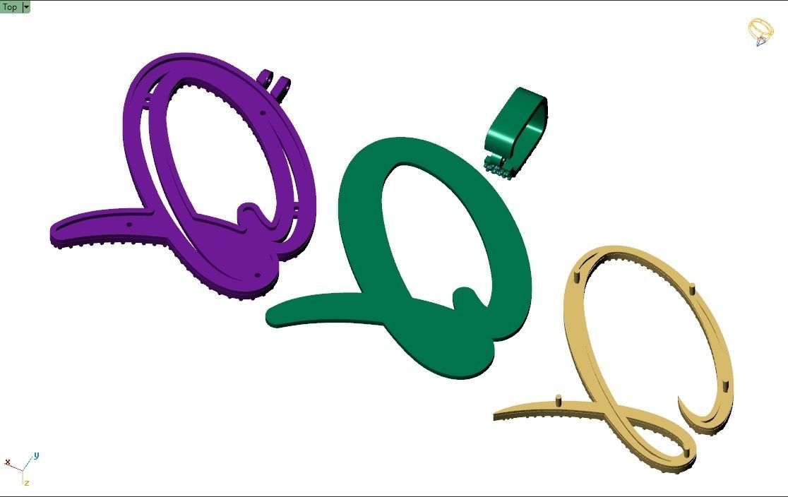 Custom Initial Q Letter Diamond Pendant A to Z Alphabet Necklace 3D print model_10