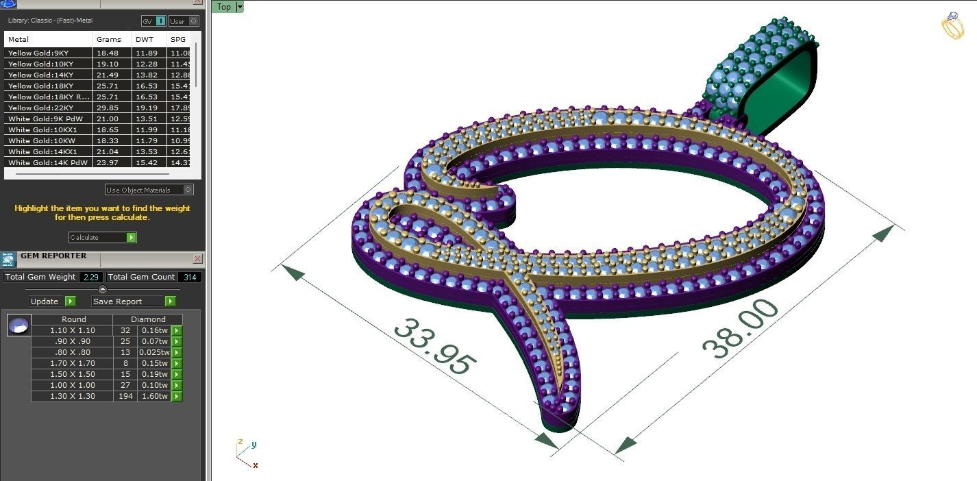 Custom Initial Q Letter Diamond Pendant A to Z Alphabet Necklace 3D print model_6