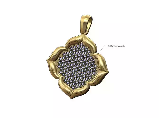 Diamond pave floral window pendant with bail