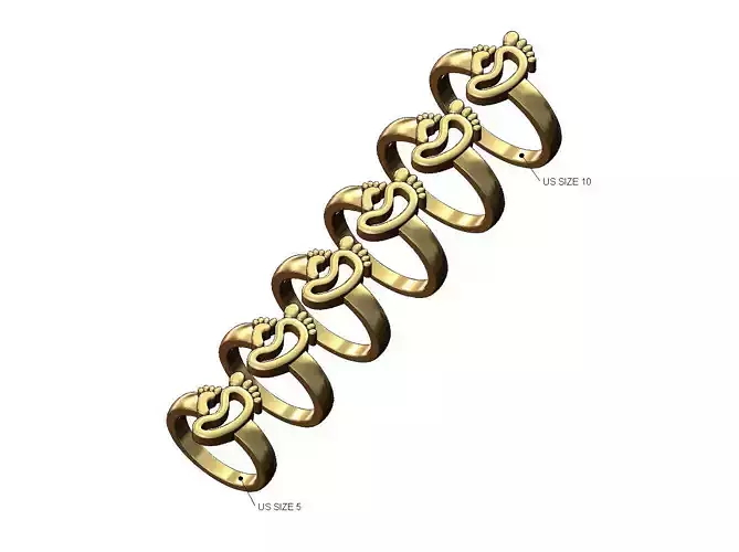Newborn mom baby foot ornament band US sizes 5to10 3D print model