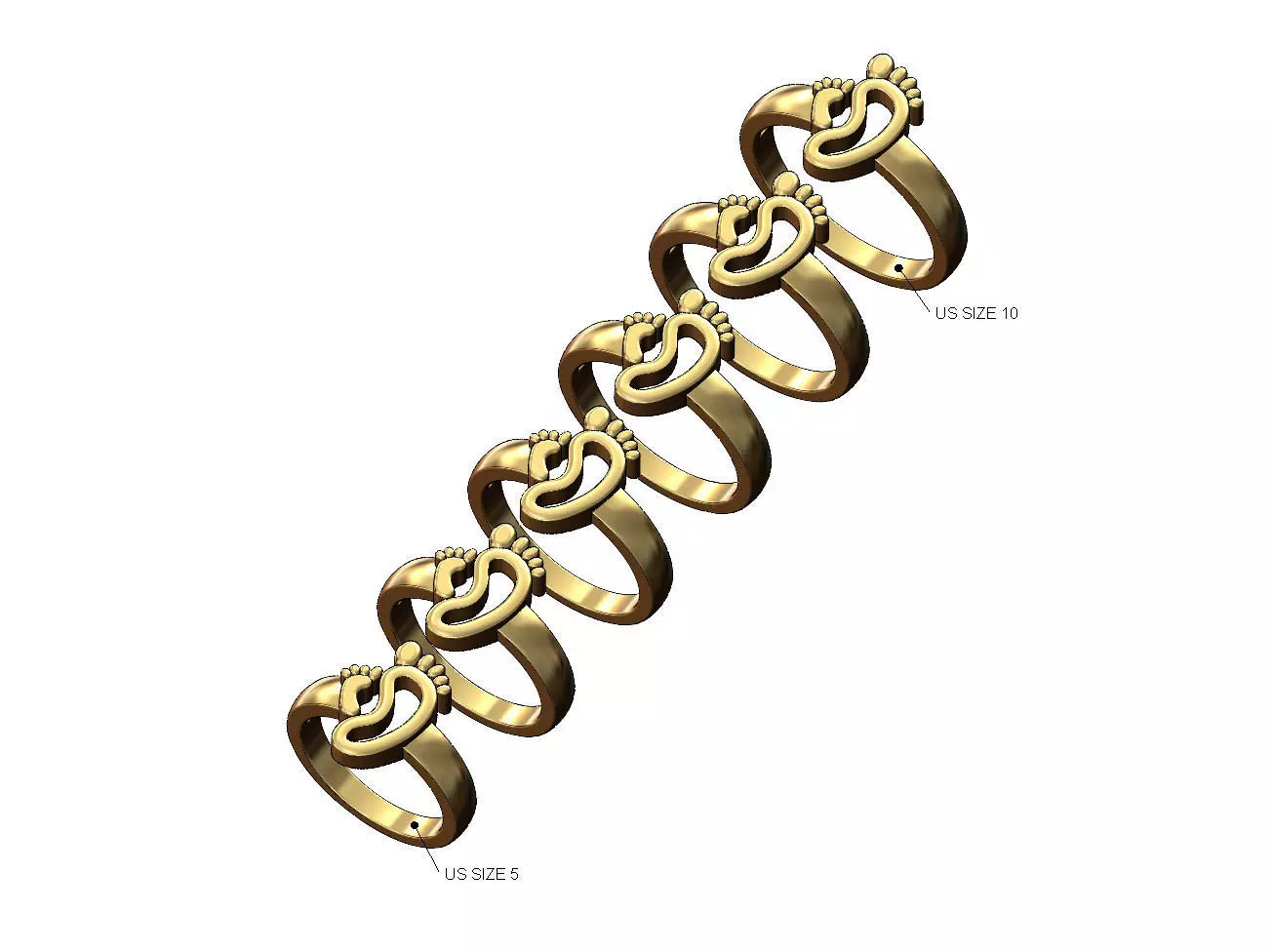 Newborn mom baby foot ornament band US sizes 5to10 3D print model