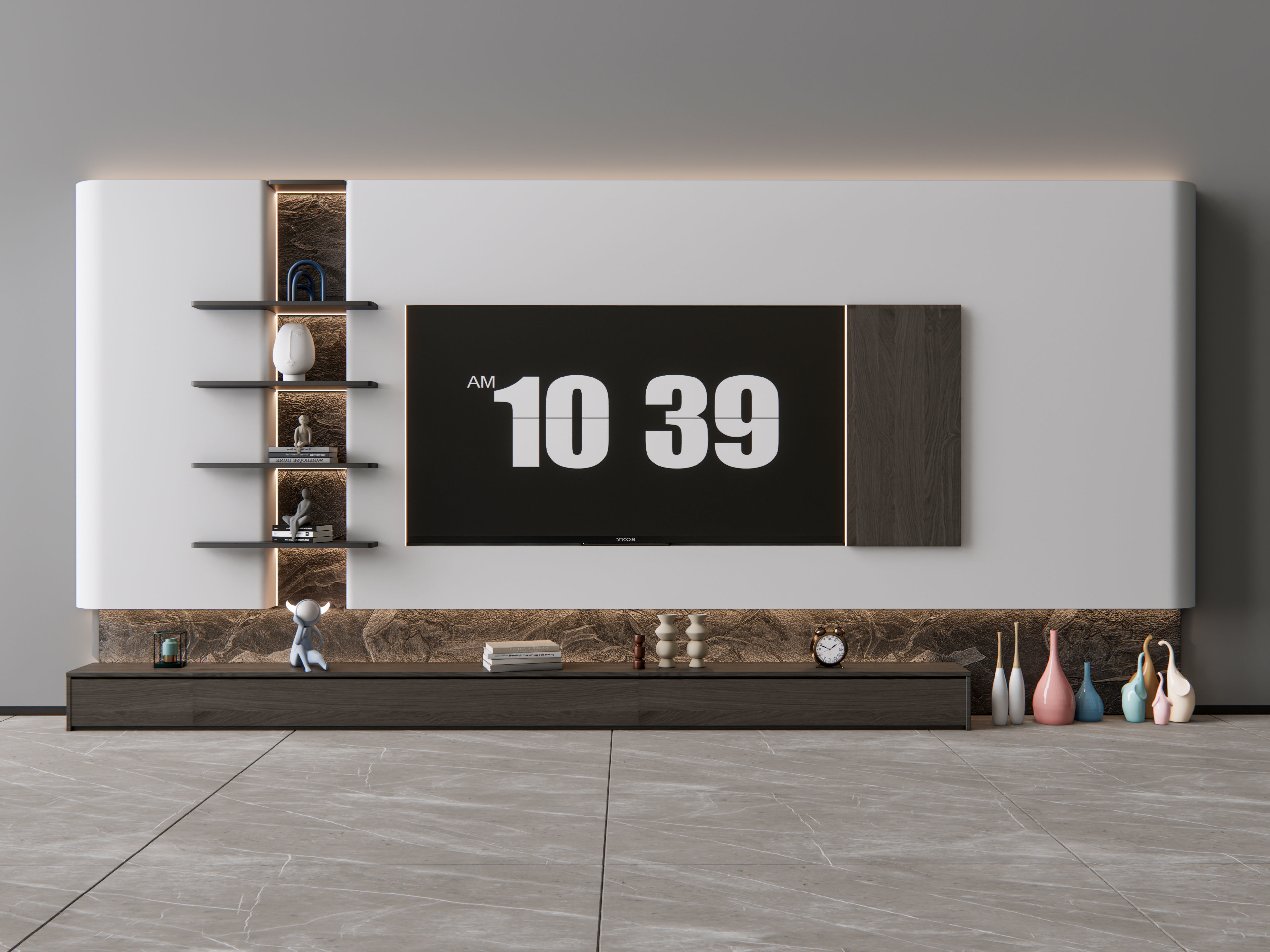 TV wall 3 3D model_2