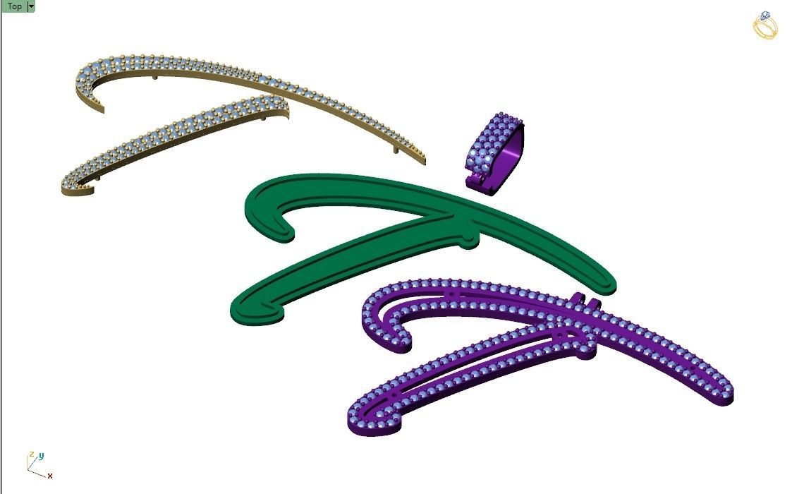 Custom Initial T Letter Diamond Pendant A to Z Alphabet Necklace 3D print model_9