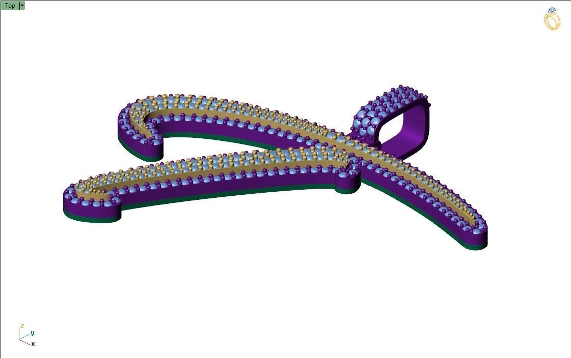 Custom Initial T Letter Diamond Pendant A to Z Alphabet Necklace 3D print model_4