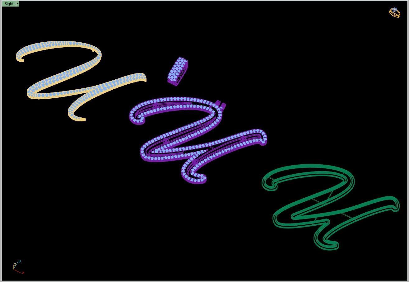 Custom Initial U Letter Diamond Pendant A to Z Alphabet Necklace 3D print model_13