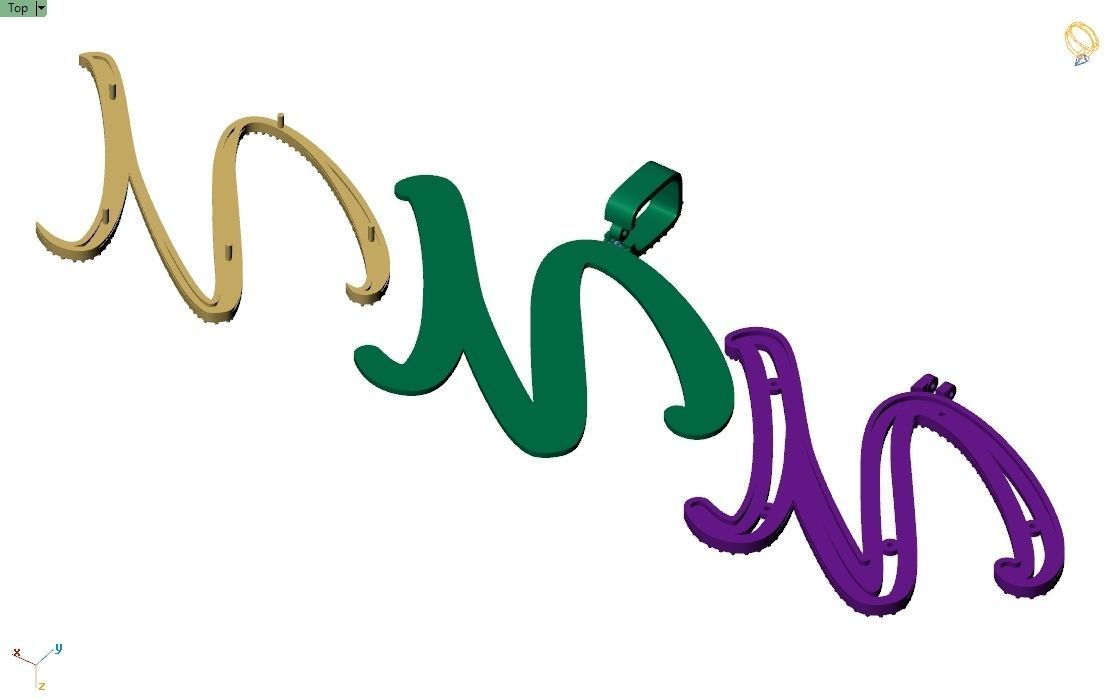 Custom Initial U Letter Diamond Pendant A to Z Alphabet Necklace 3D print model_10