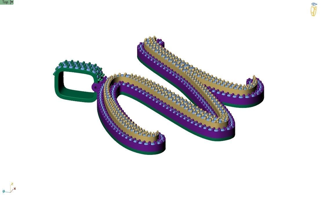 Custom Initial U Letter Diamond Pendant A to Z Alphabet Necklace 3D print model_8