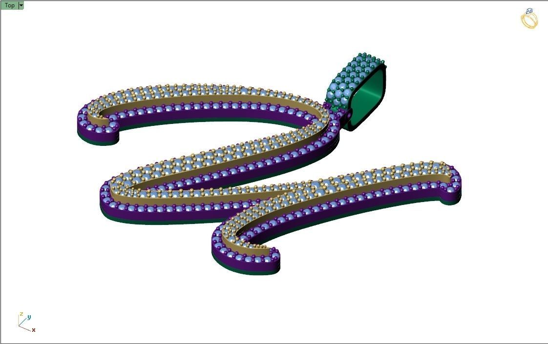 Custom Initial U Letter Diamond Pendant A to Z Alphabet Necklace 3D print model_4