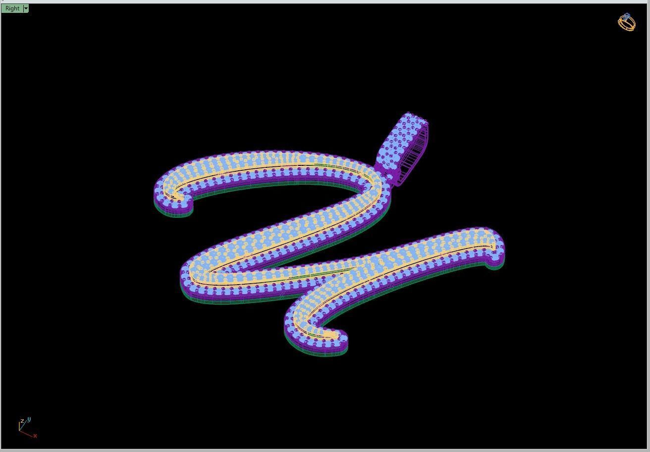 Custom Initial U Letter Diamond Pendant A to Z Alphabet Necklace 3D print model_11