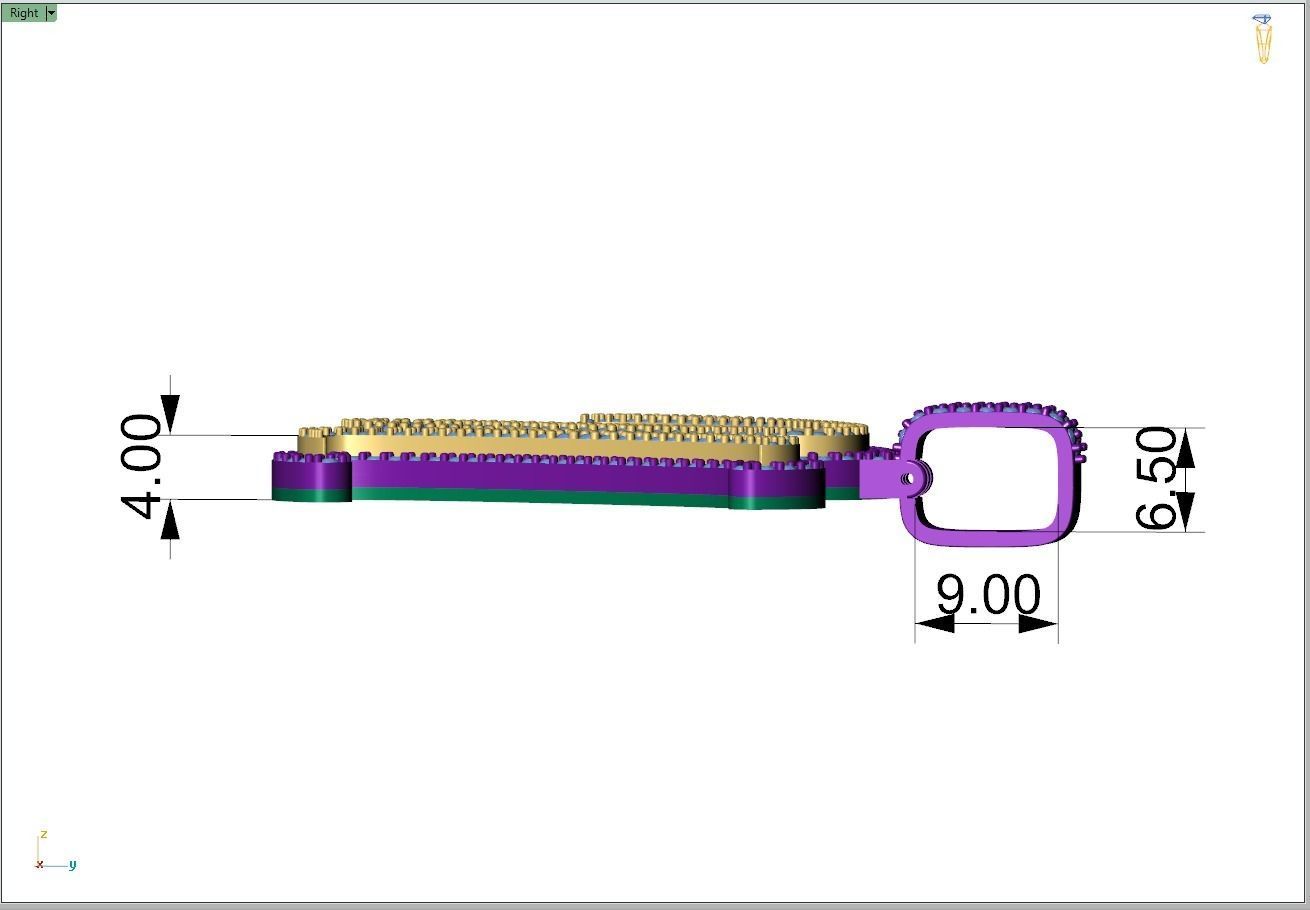 Custom Initial U Letter Diamond Pendant A to Z Alphabet Necklace 3D print model_7