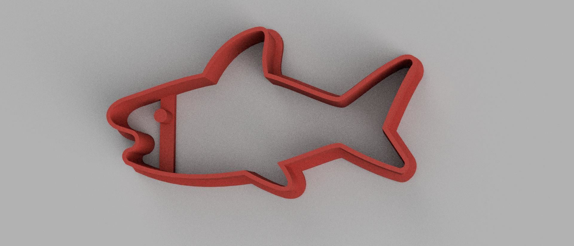 SET 5 COOKIE CUTTER 3D print model shield fire shark turtle 3D print model_3