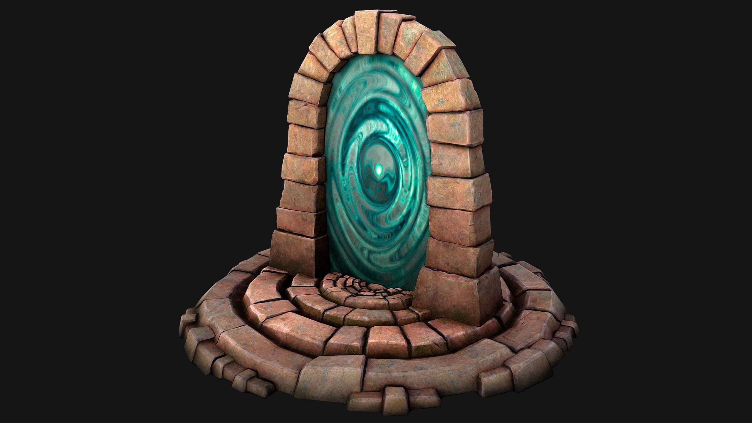 Medieval Portal Teleport in Jungle Ruins for Unreal and Unity Low-poly 3D model_9