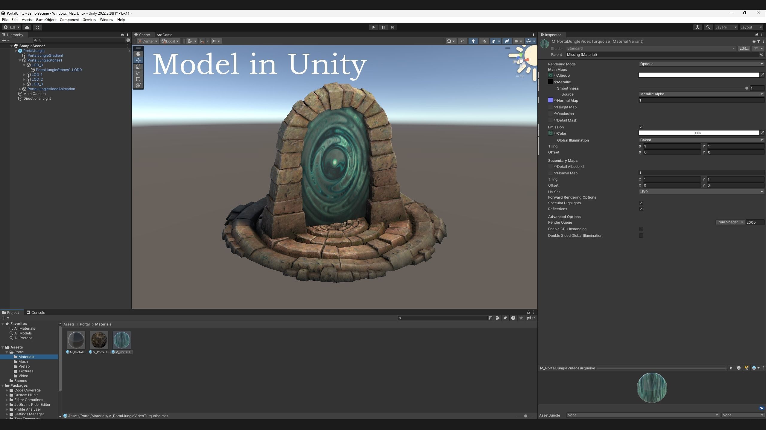 Medieval Portal Teleport in Jungle Ruins for Unreal and Unity Low-poly 3D model_4