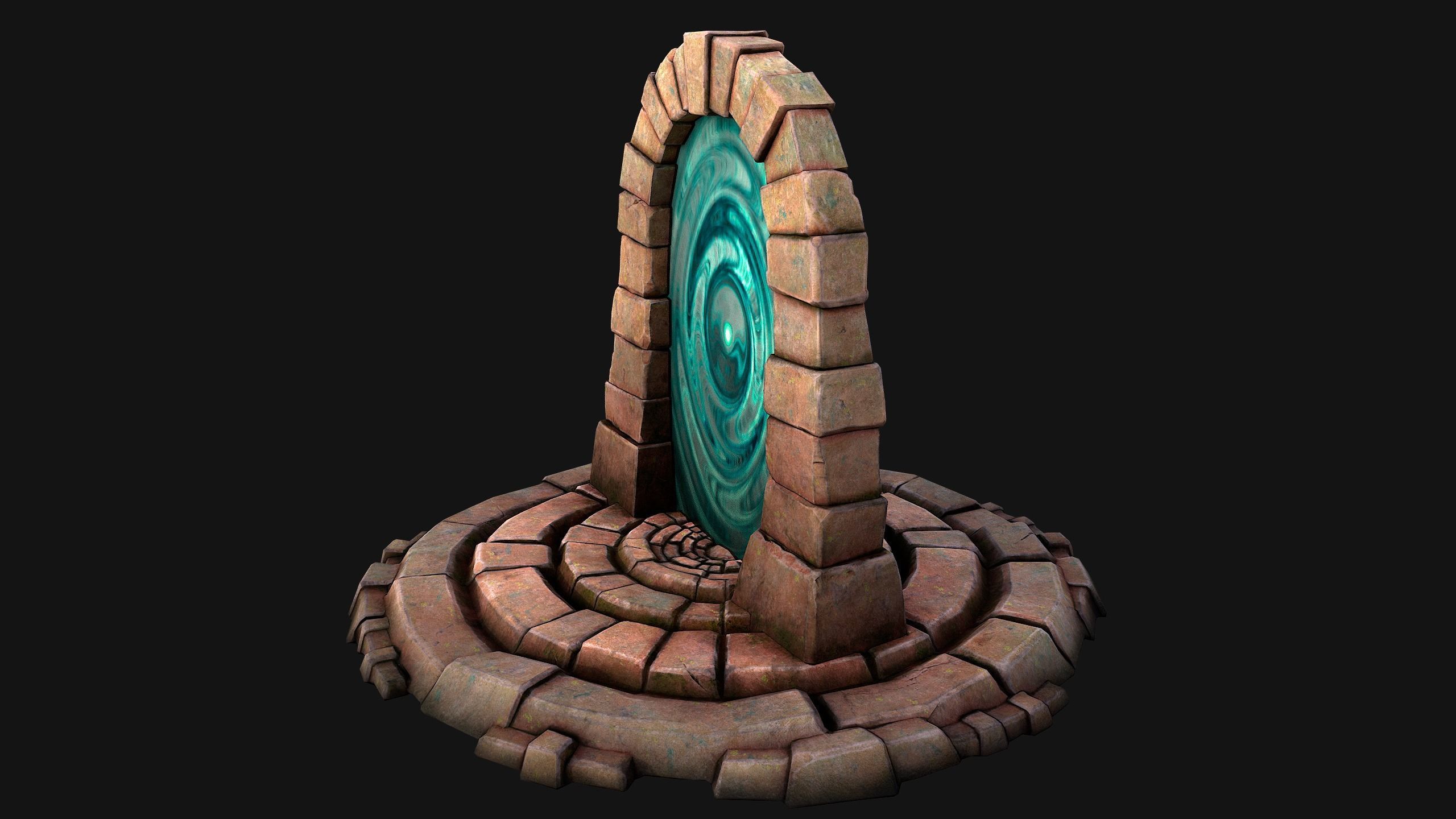Medieval Portal Teleport in Jungle Ruins for Unreal and Unity Low-poly 3D model_12