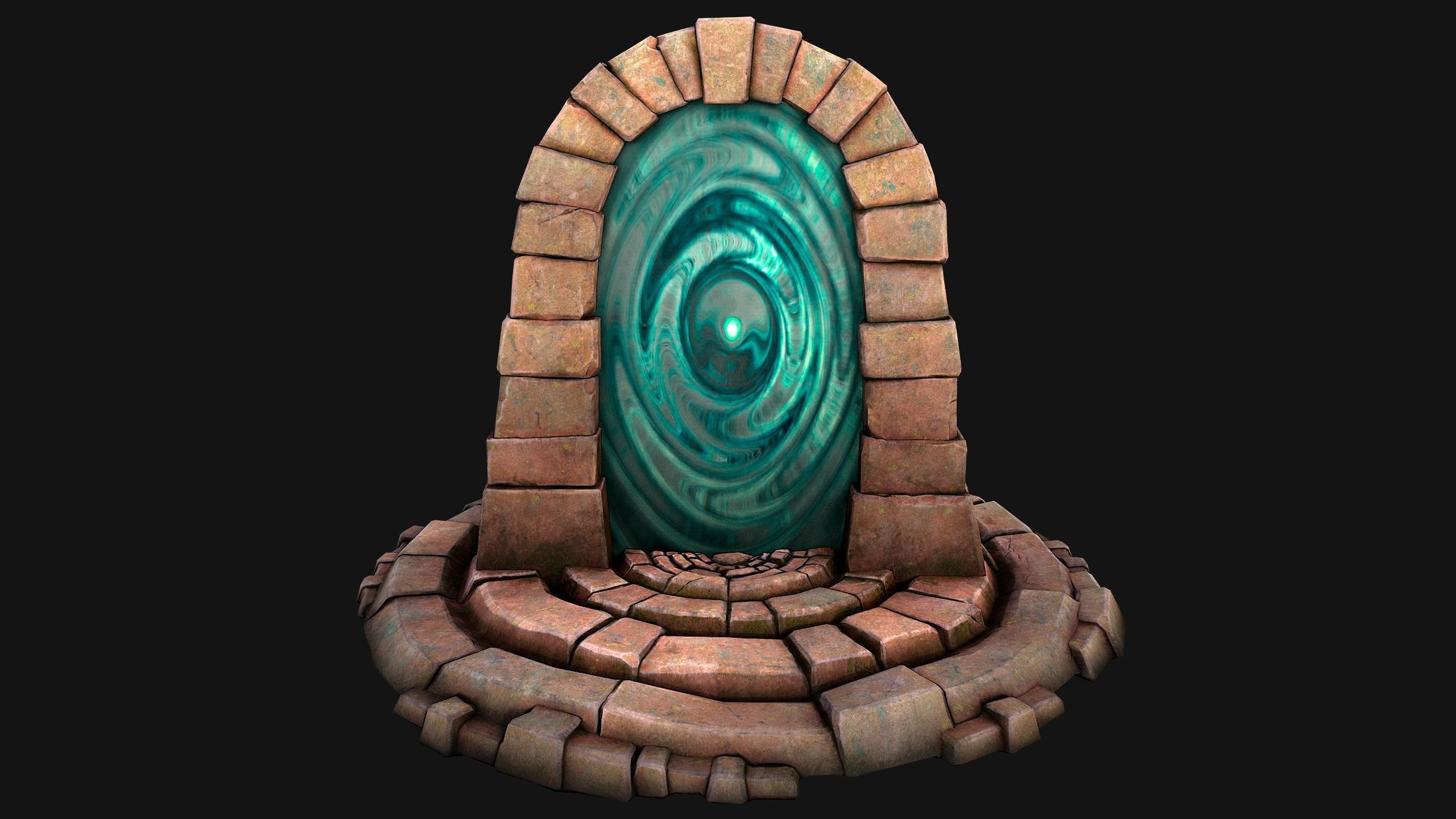 Medieval Portal Teleport in Jungle Ruins for Unreal and Unity Low-poly 3D model_7