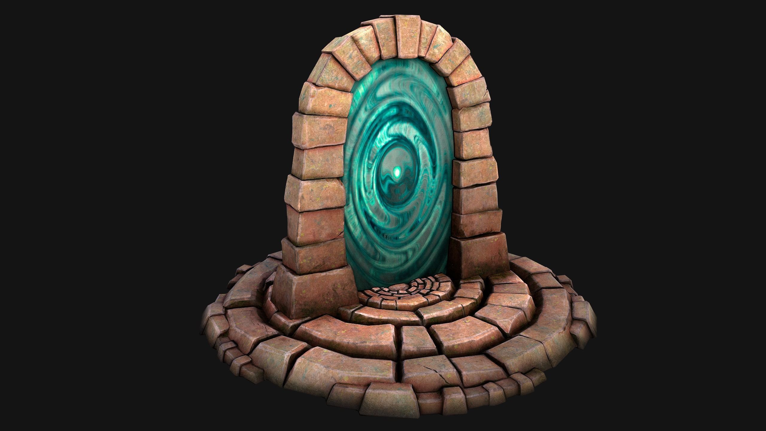 Medieval Portal Teleport in Jungle Ruins for Unreal and Unity Low-poly 3D model_19