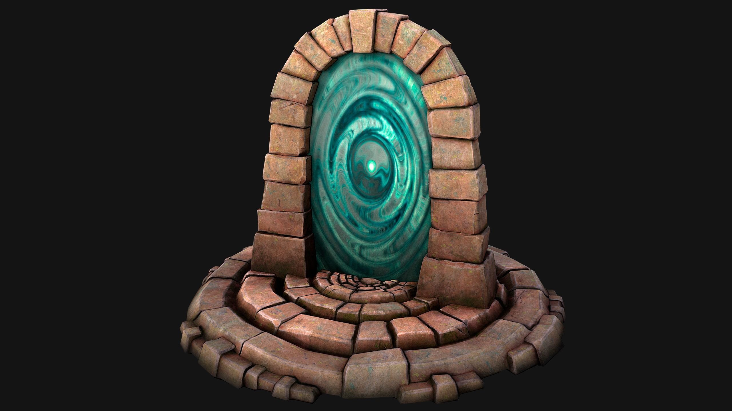 Medieval Portal Teleport in Jungle Ruins for Unreal and Unity Low-poly 3D model_8