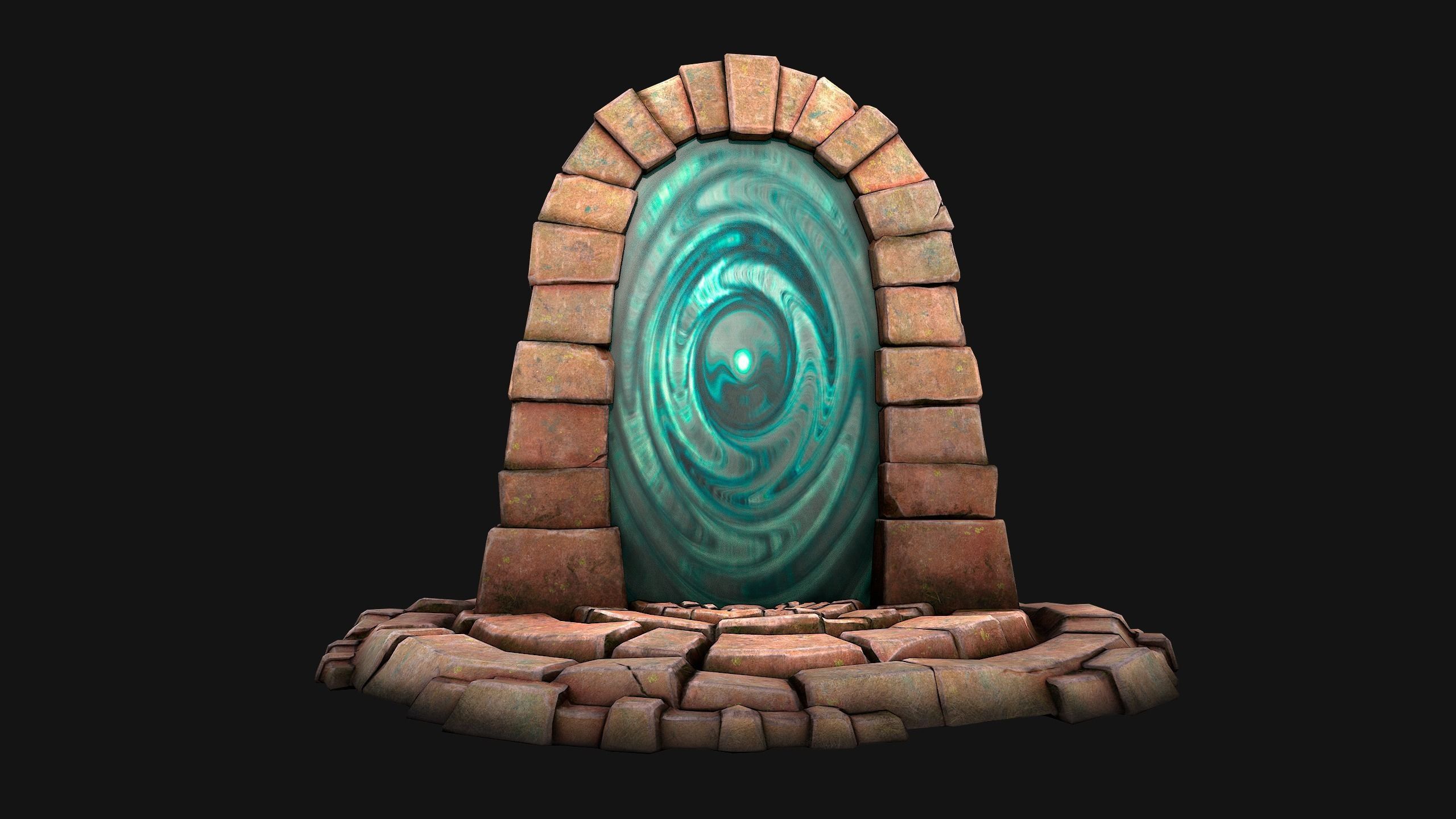 Medieval Portal Teleport in Jungle Ruins for Unreal and Unity Low-poly 3D model_21
